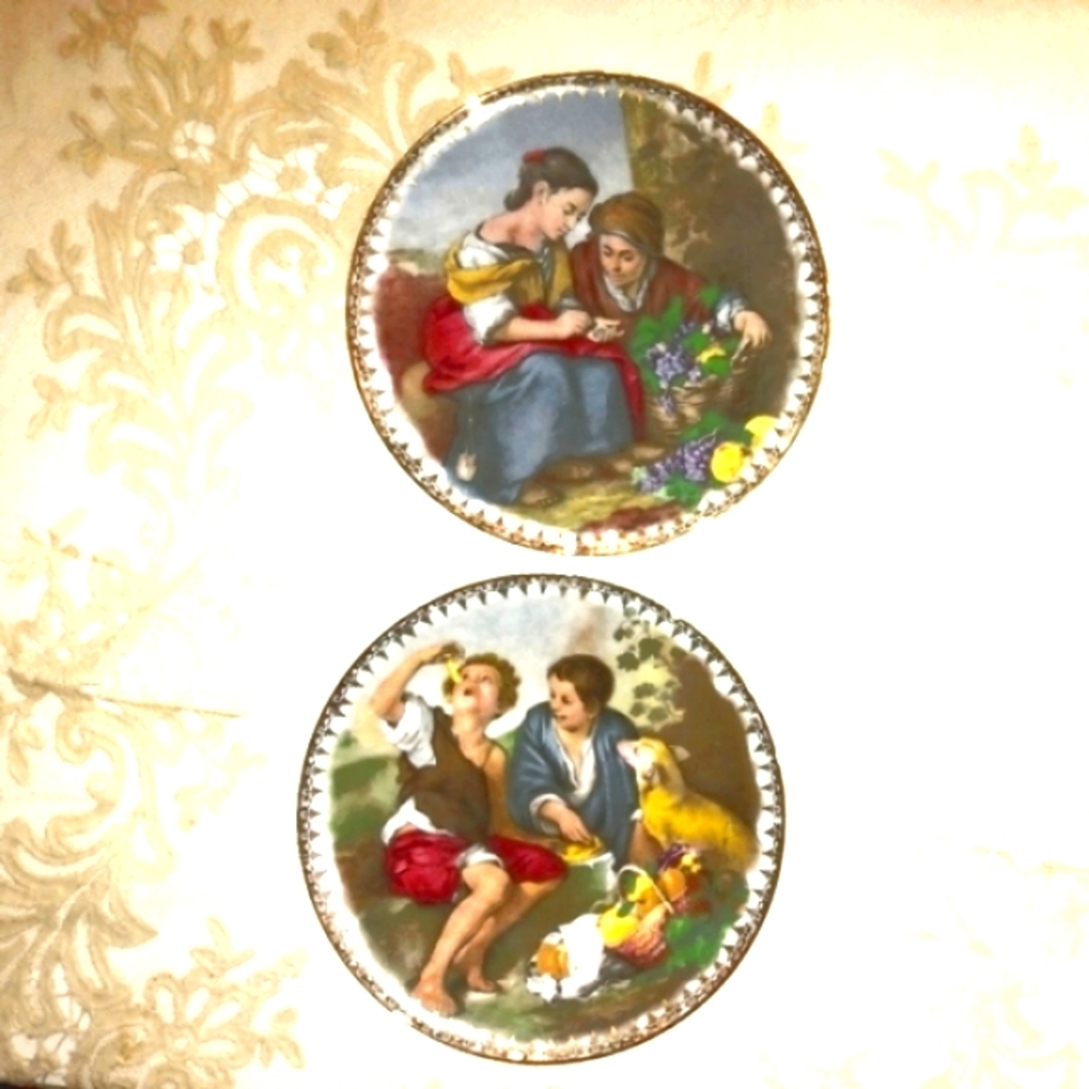 Vtg Set of Fine Porcelain Decorative Plates, West Germany signed JKW